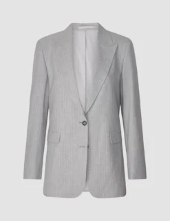 Essential Suit Tapered Light Grey Pinstriped