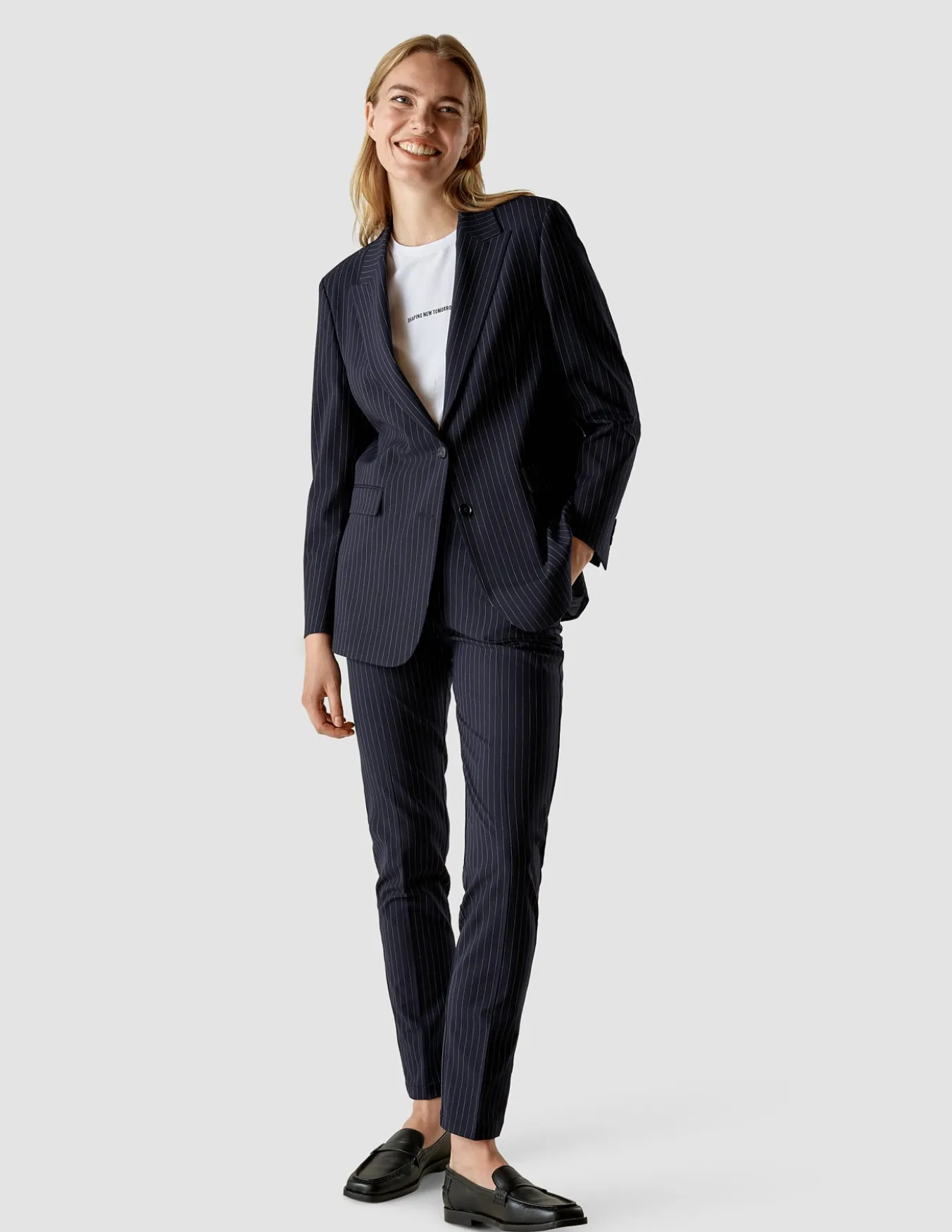 Essential Suit Tapered Navy Pinstripe