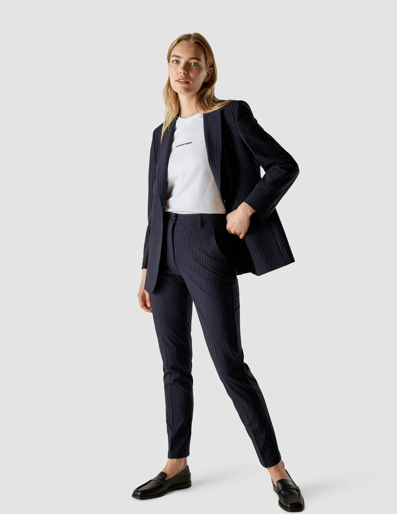 Essential Suit Tapered Navy Pinstripe