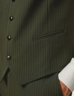 Essential Vest Moss Green Pinstripe