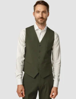 Essential Vest Moss Green Pinstripe