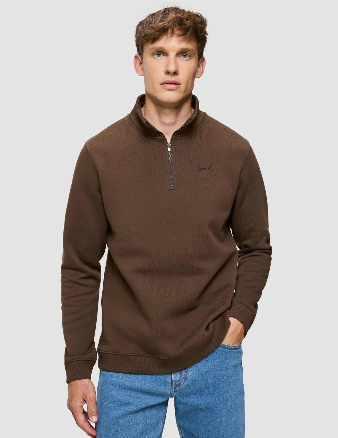 Everyday Half Zip Saddle Brown