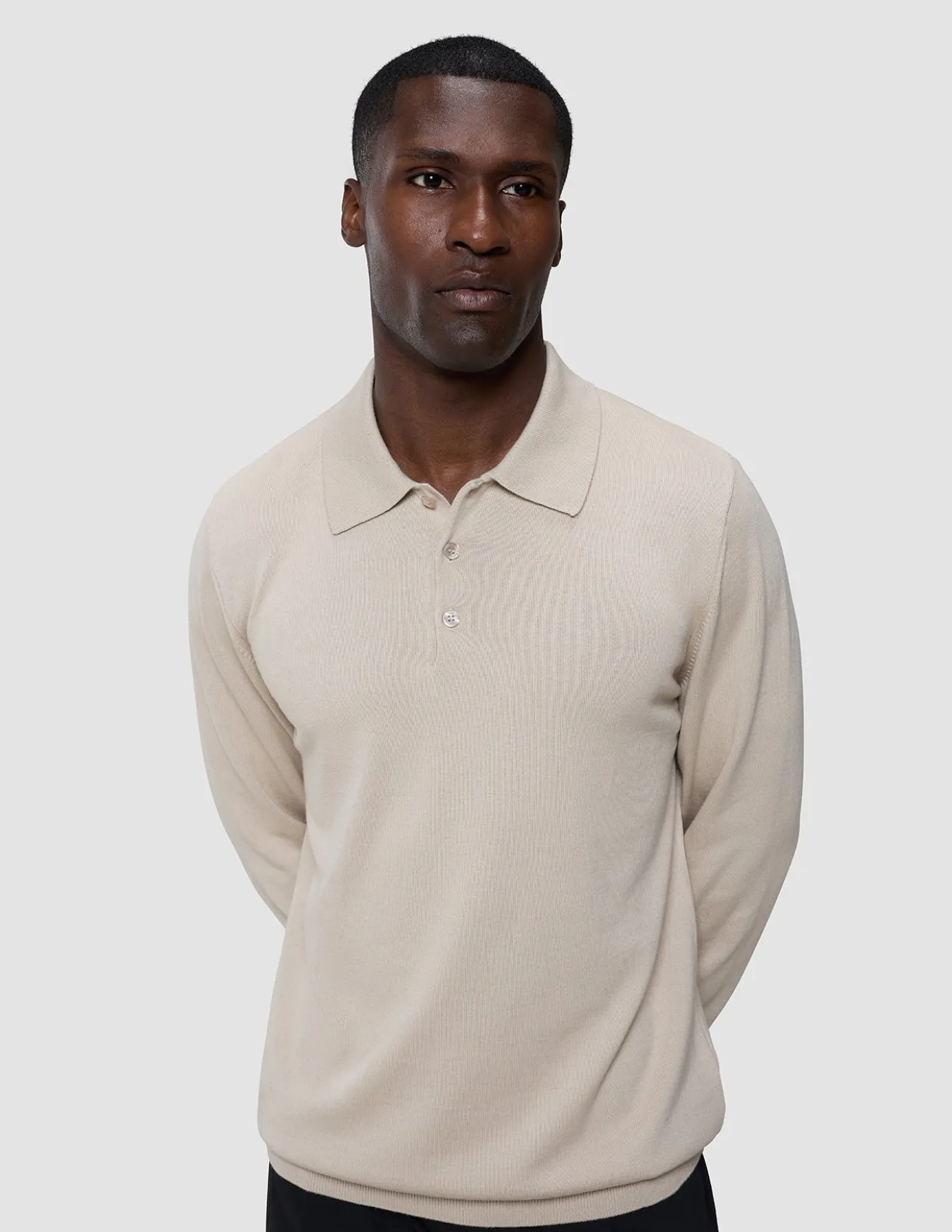 Everyday Knit Long Sleeve Polo Birchwood
