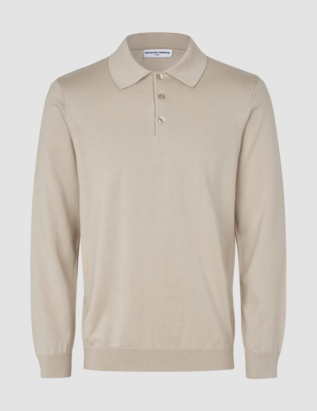 Everyday Knit Long Sleeve Polo Birchwood