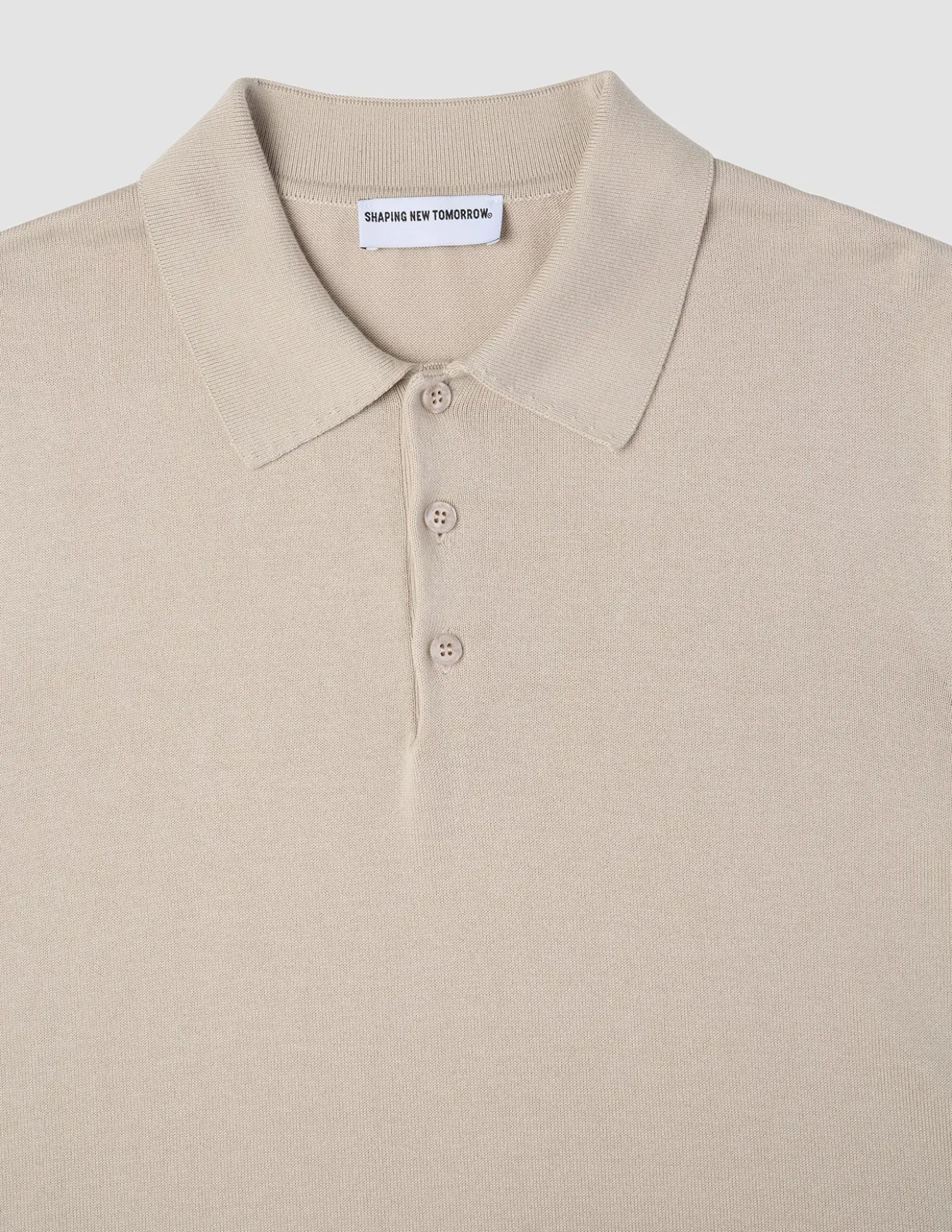 Everyday Knit Long Sleeve Polo Birchwood