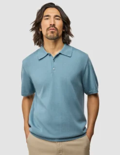 Everyday Knit Short Sleeve Polo Blue Mirage