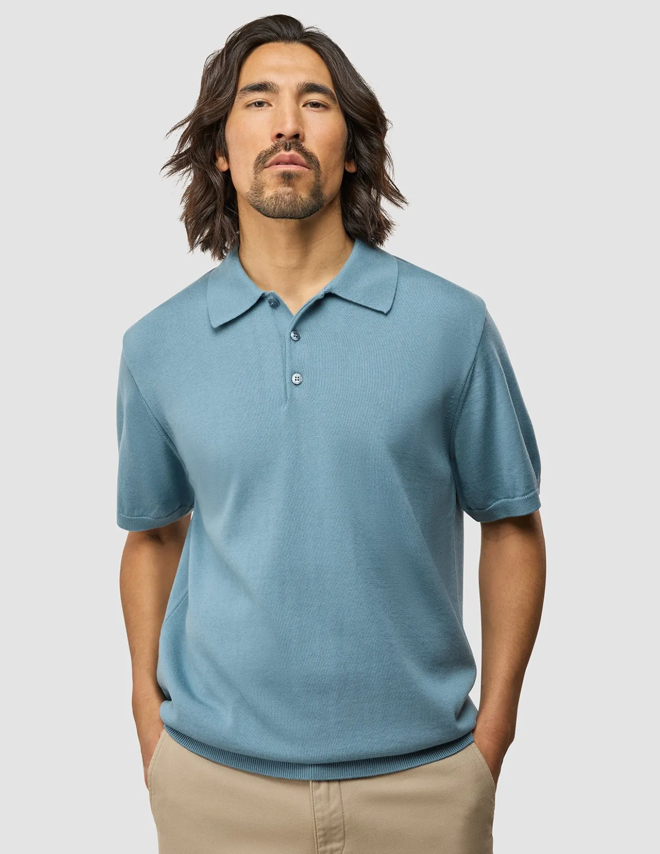 Everyday Knit Short Sleeve Polo Blue Mirage