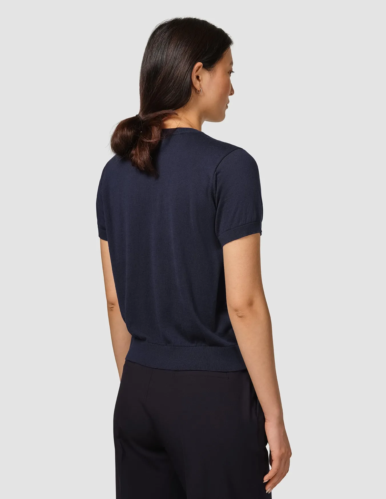 Fine Knit T-shirt Navy