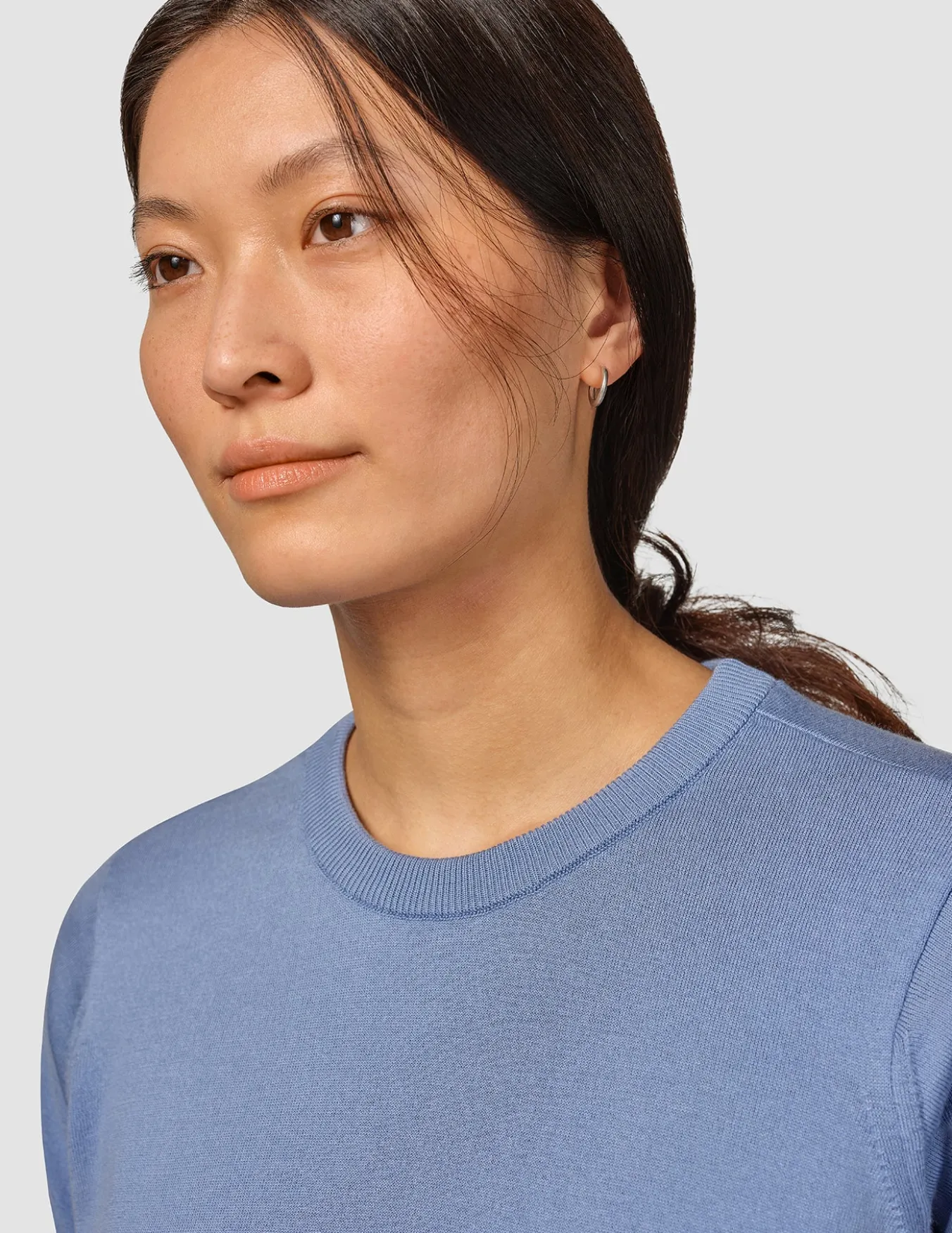 Fine Knit T-shirt Serenity Blue