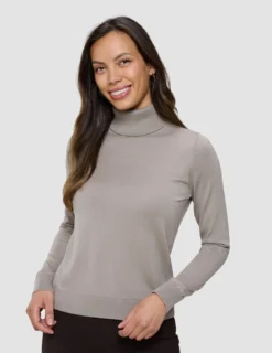 Fine Knit Turtleneck Dark Sand