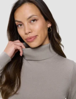 Fine Knit Turtleneck Dark Sand