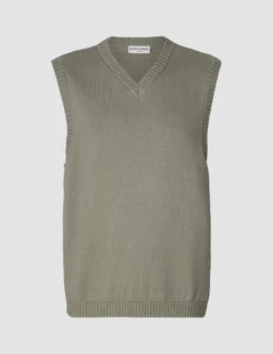 Heavy Knit Vest Stone Green
