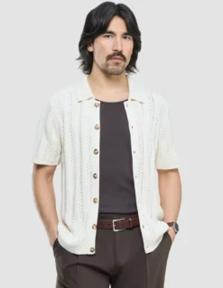 Hollow Knit Shirt Off White