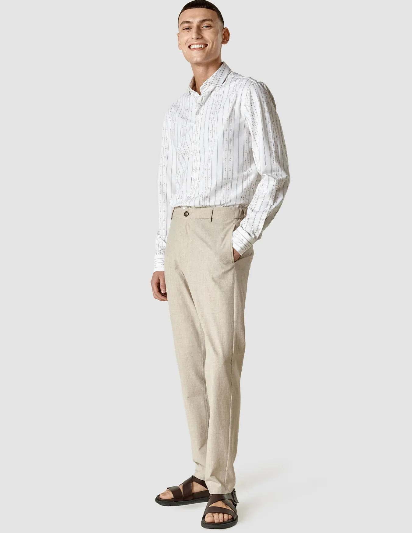 Lightweight Classic Shirt Earth Stripe Slim