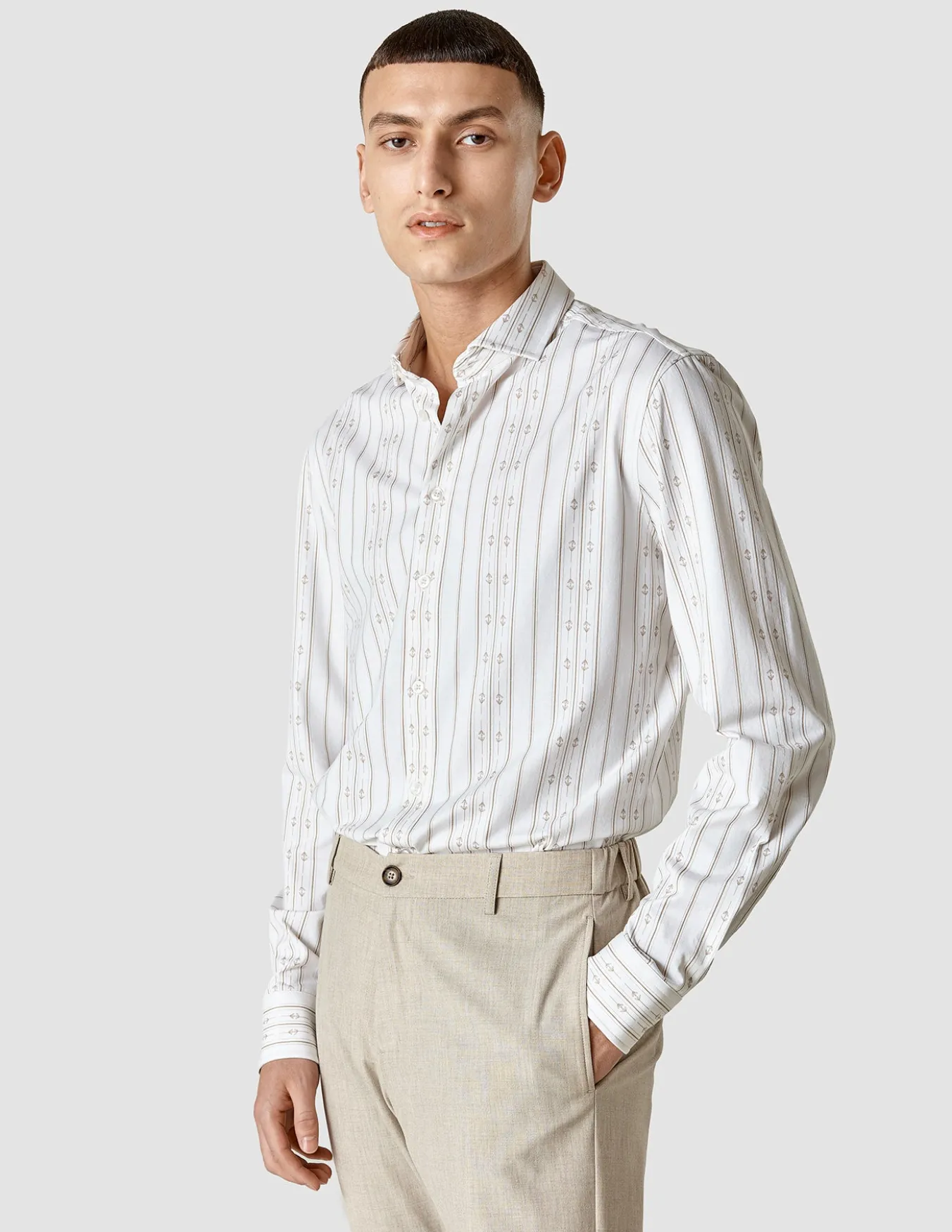 Lightweight Classic Shirt Earth Stripe Slim