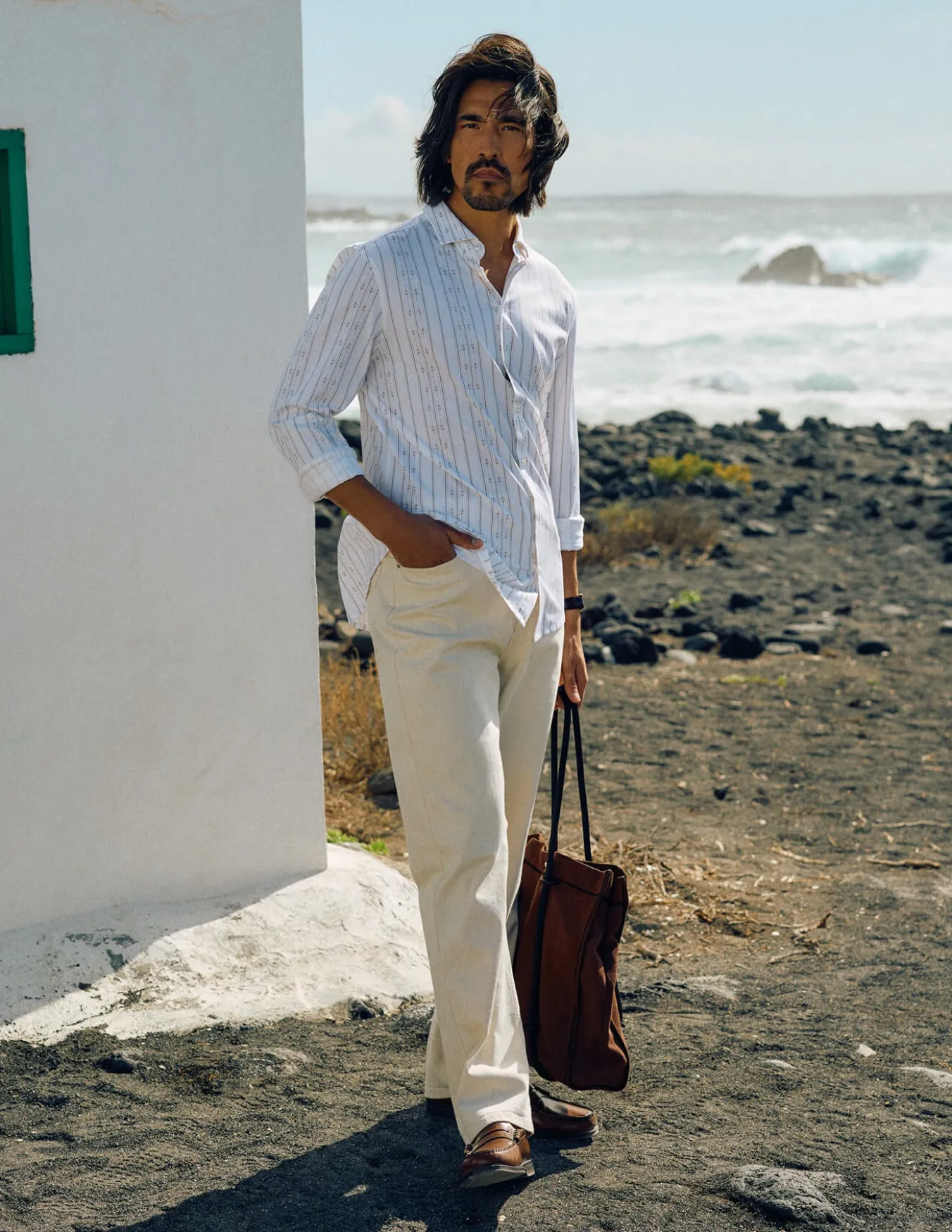 Lightweight Classic Shirt Earth Stripe Slim