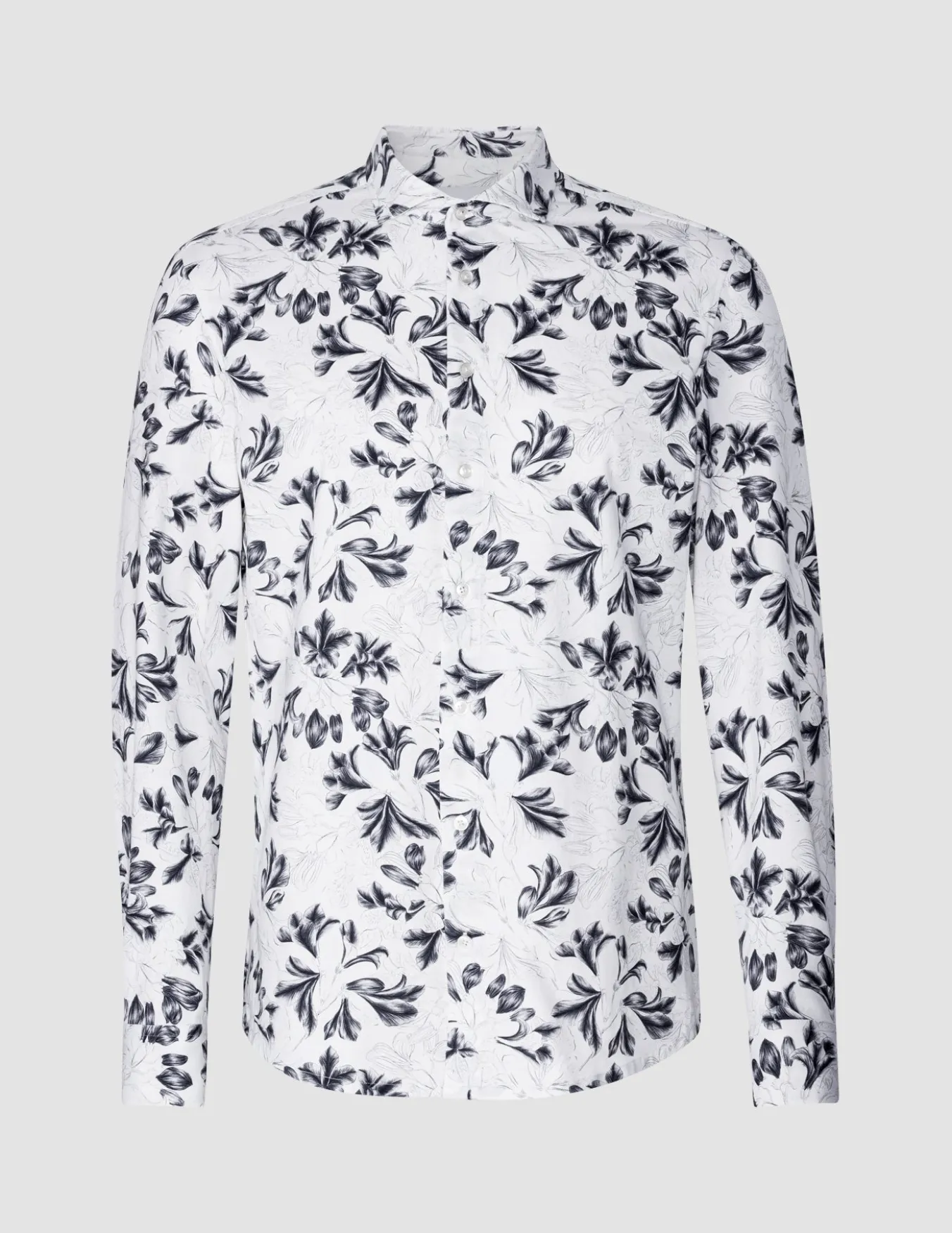 Lightweight Classic Shirt Navy Flower Slim