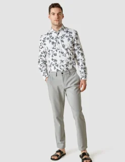 Lightweight Classic Shirt Navy Flower Slim