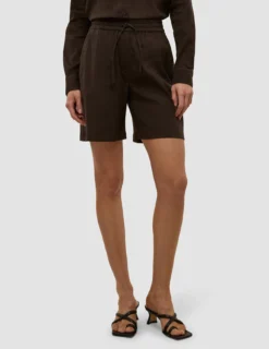 Linen Set Espresso Long Sleeved Shirt & Relaxed Shorts