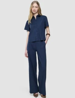 linen set night sky short sleeved shirt relaxed pants