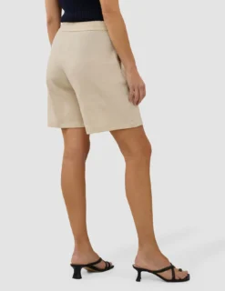 Linen Set Sandy Beige Long Sleeved Shirt & Relaxed Shorts