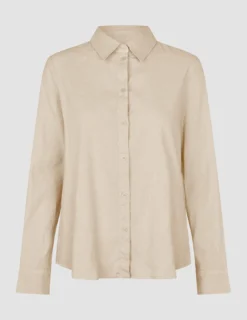 Linen Set Sandy Beige Long Sleeved Shirt & Relaxed Shorts