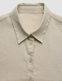 Linen Set Sandy Beige Short Sleeved Shirt & Relaxed Pants