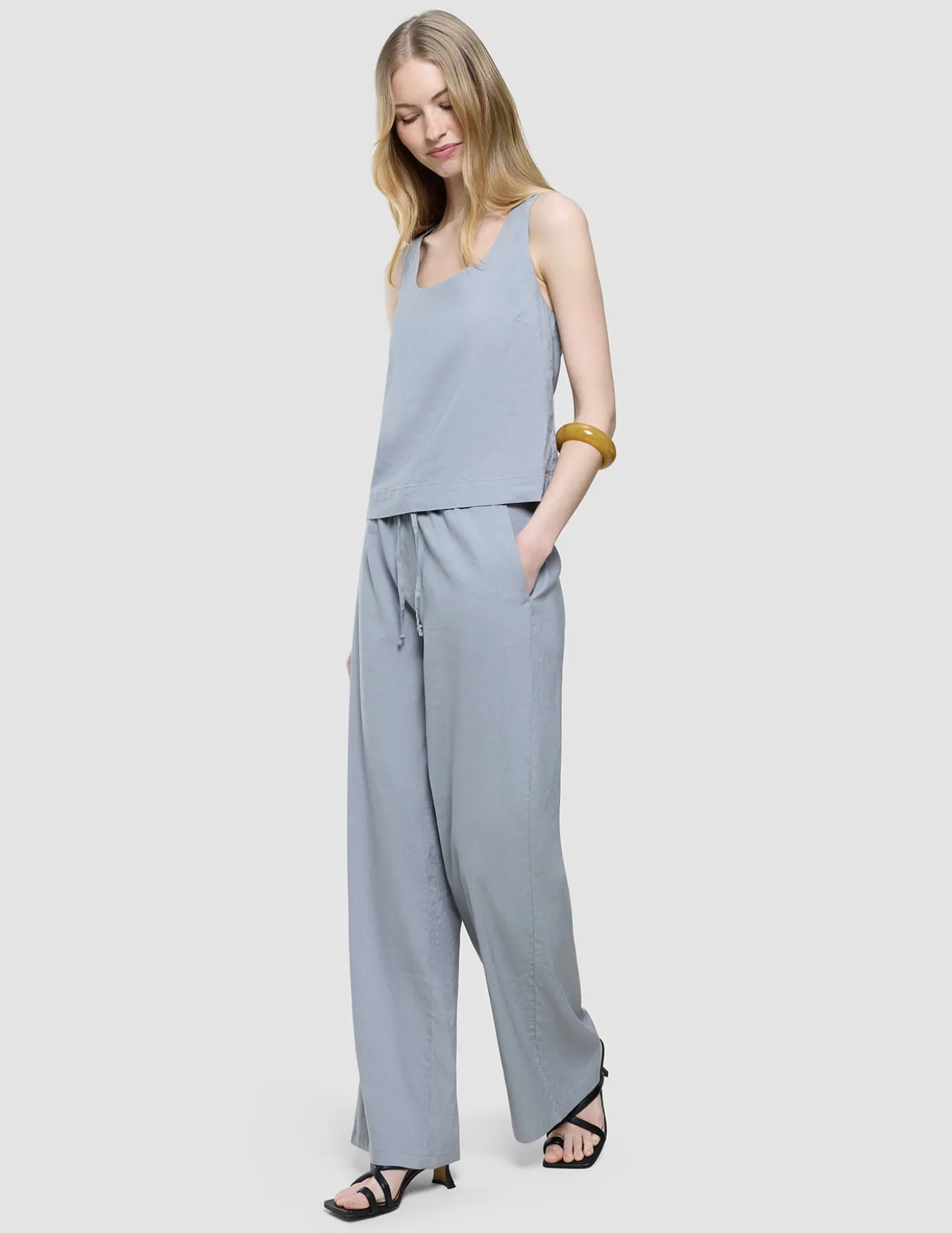 linen set stone grey top relaxed pants