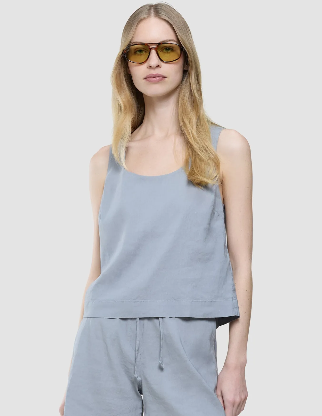 linen set stone grey top relaxed pants