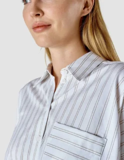 Oversized Long Sleeve Shirt Halo Stripes Latte