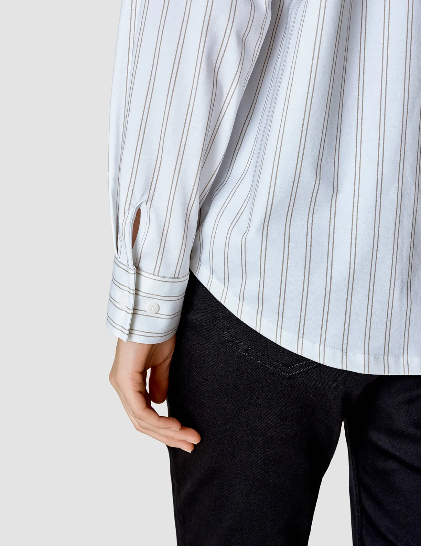 Oversized Long Sleeve Shirt Halo Stripes Latte