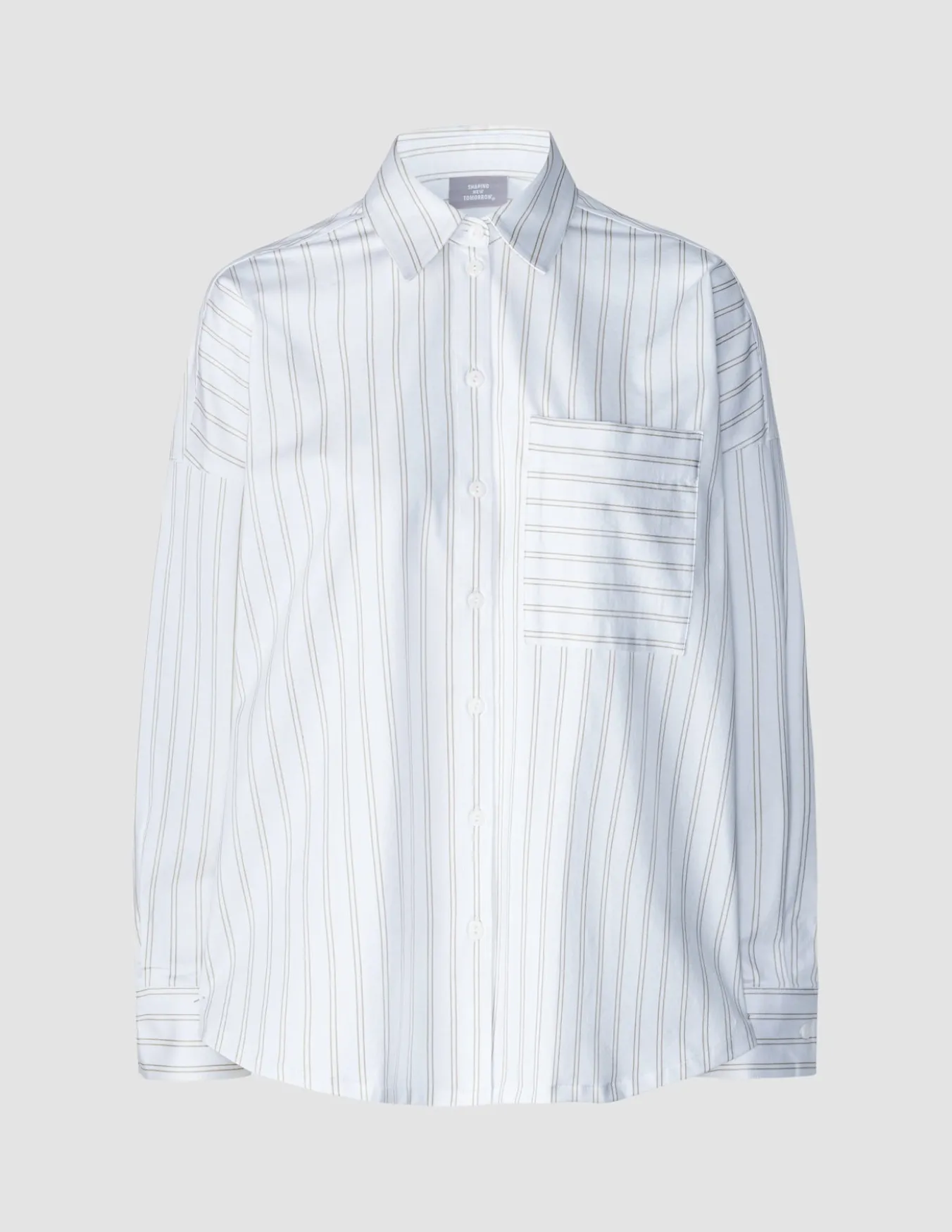 Oversized Long Sleeve Shirt Halo Stripes Latte
