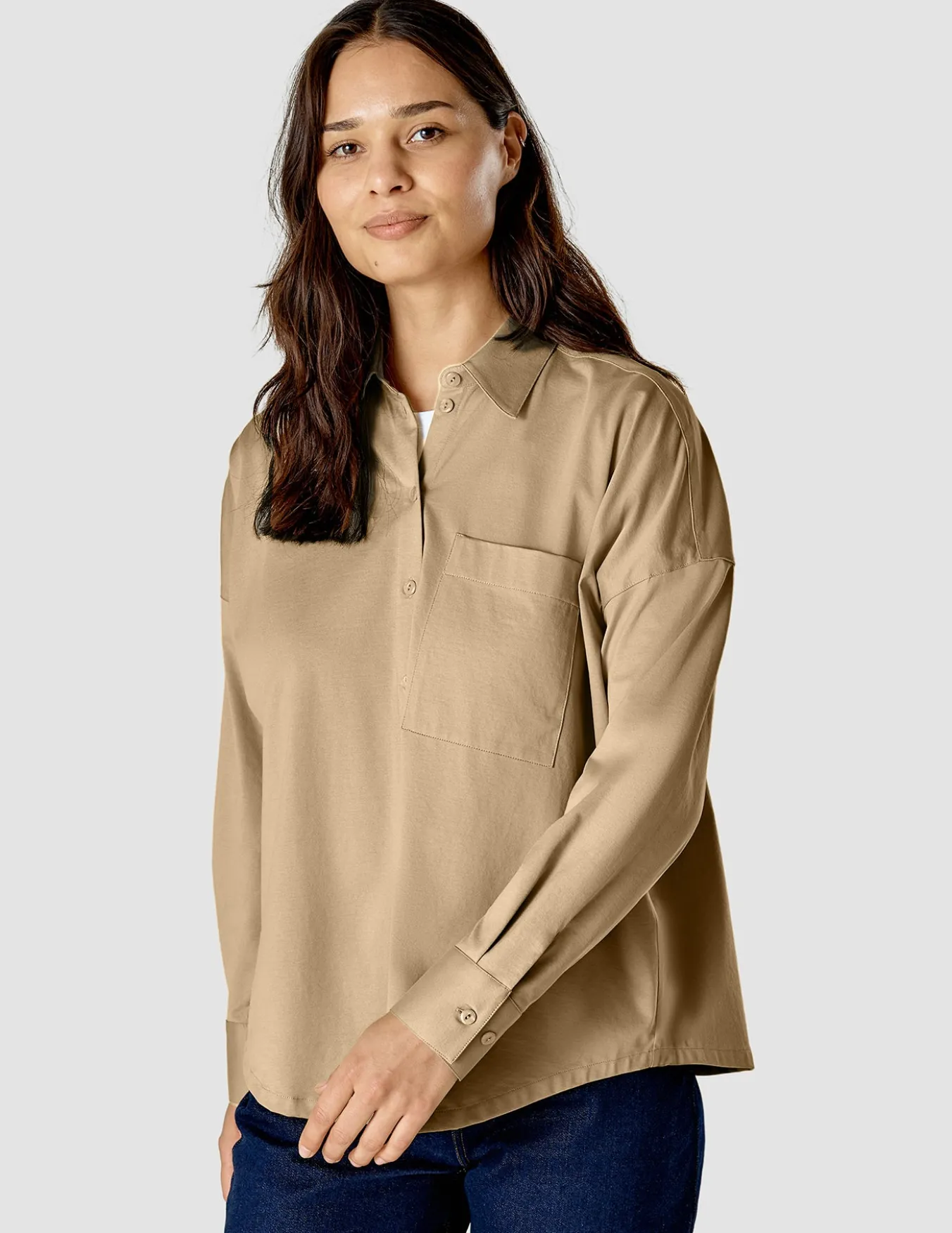 Oversized Long Sleeve Shirt Latte