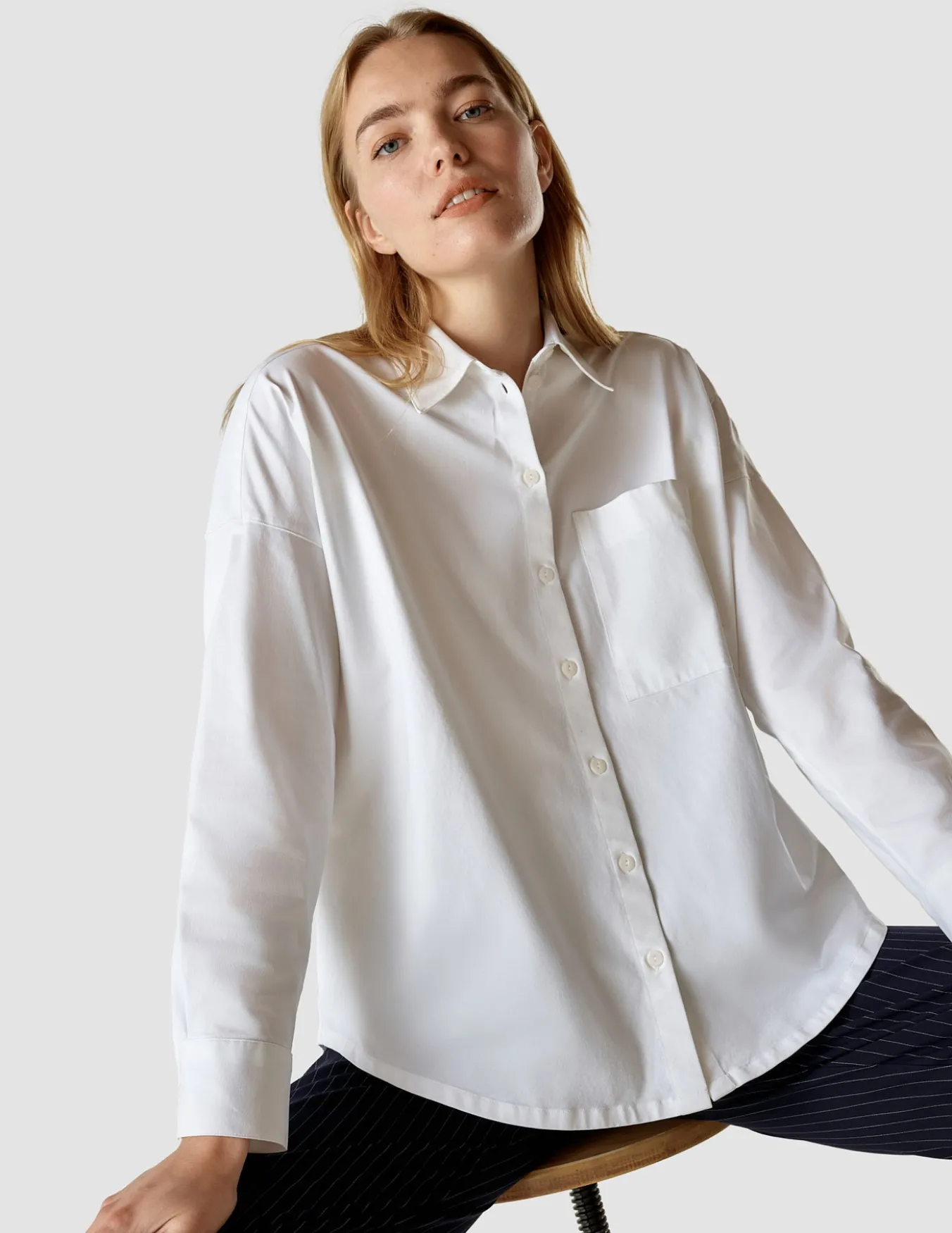 Oversized Long Sleeve Shirt White