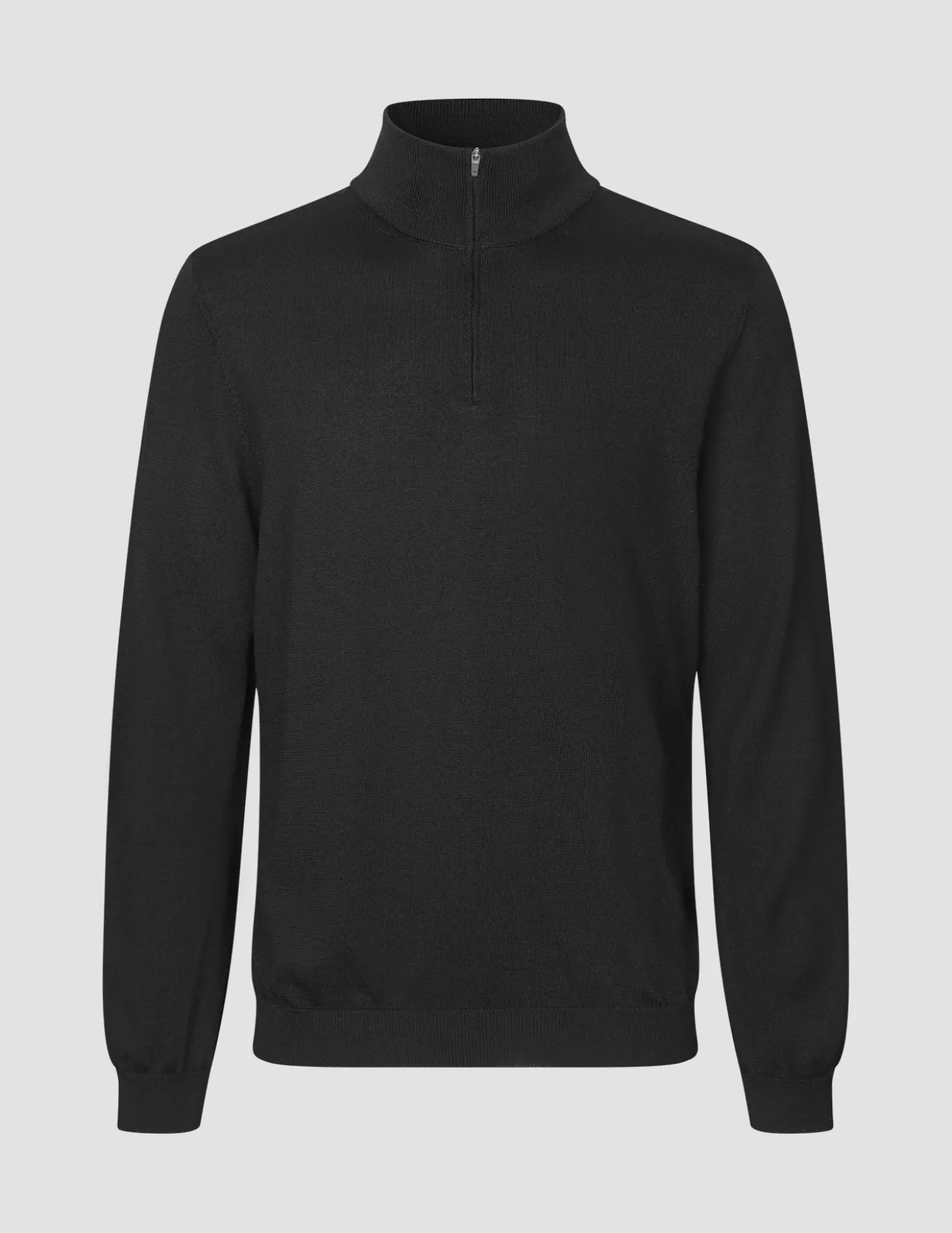Premium Merino Half Zip Black