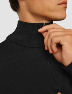 Premium Merino Half Zip Black