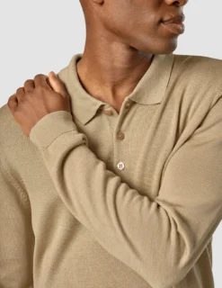 Premium Merino Long Sleeve Polo Sahara