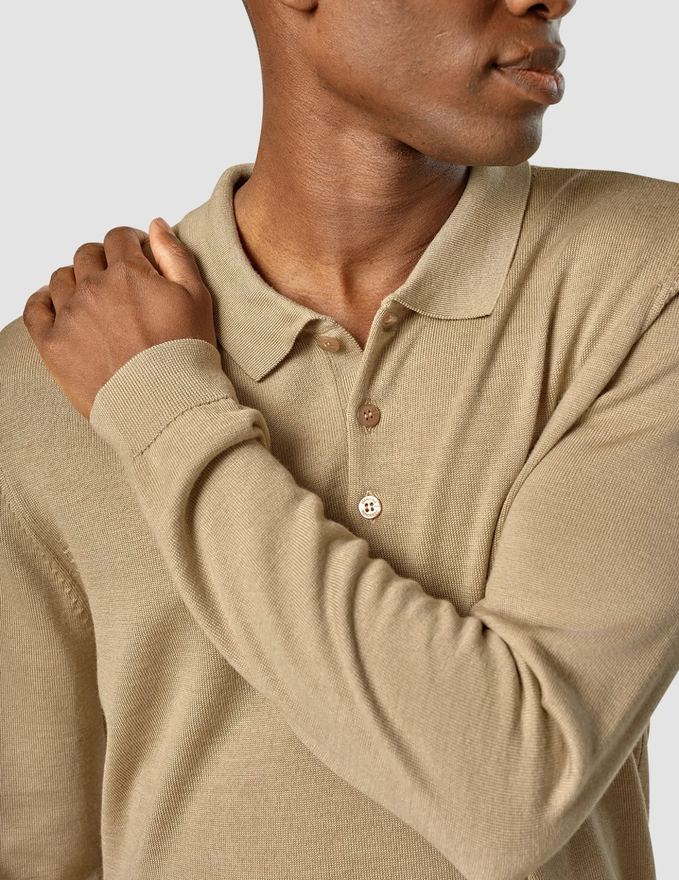 Premium Merino Long Sleeve Polo Sahara