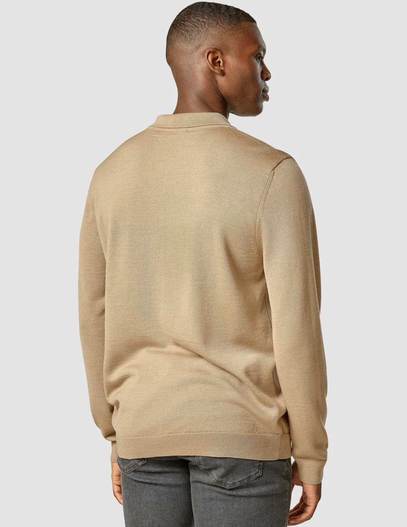 Premium Merino Long Sleeve Polo Sahara