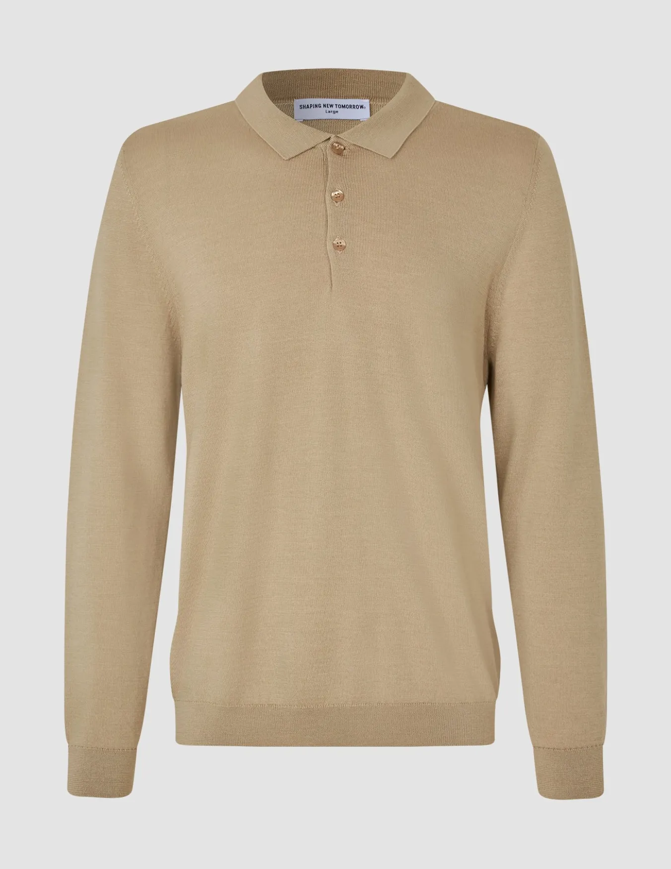 Premium Merino Long Sleeve Polo Sahara
