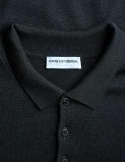Premium Merino Long Sleeve Polo Black