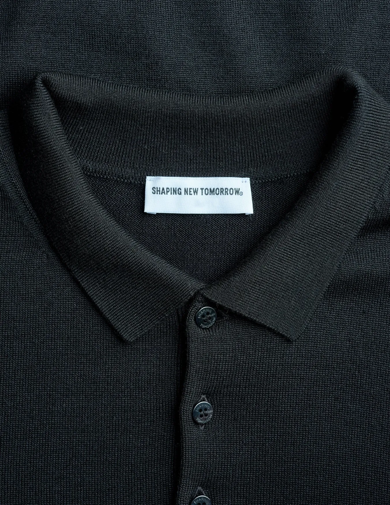 Premium Merino Long Sleeve Polo Black