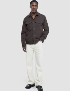 Refine Cotton Shirt Jacket Dark Brown