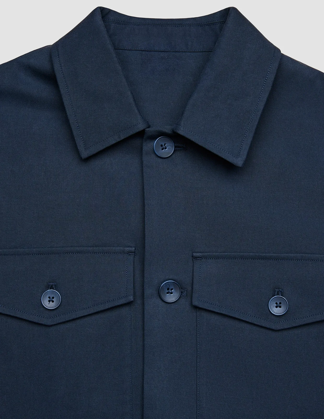 Refine Cotton Shirt Jacket Navy