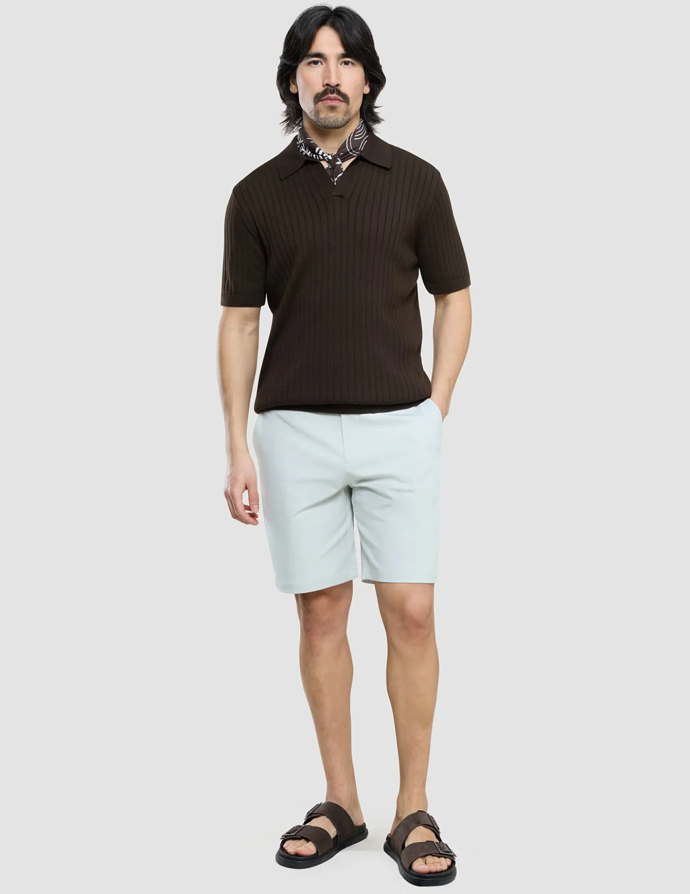 Refine Cotton Shorts Mint Grey