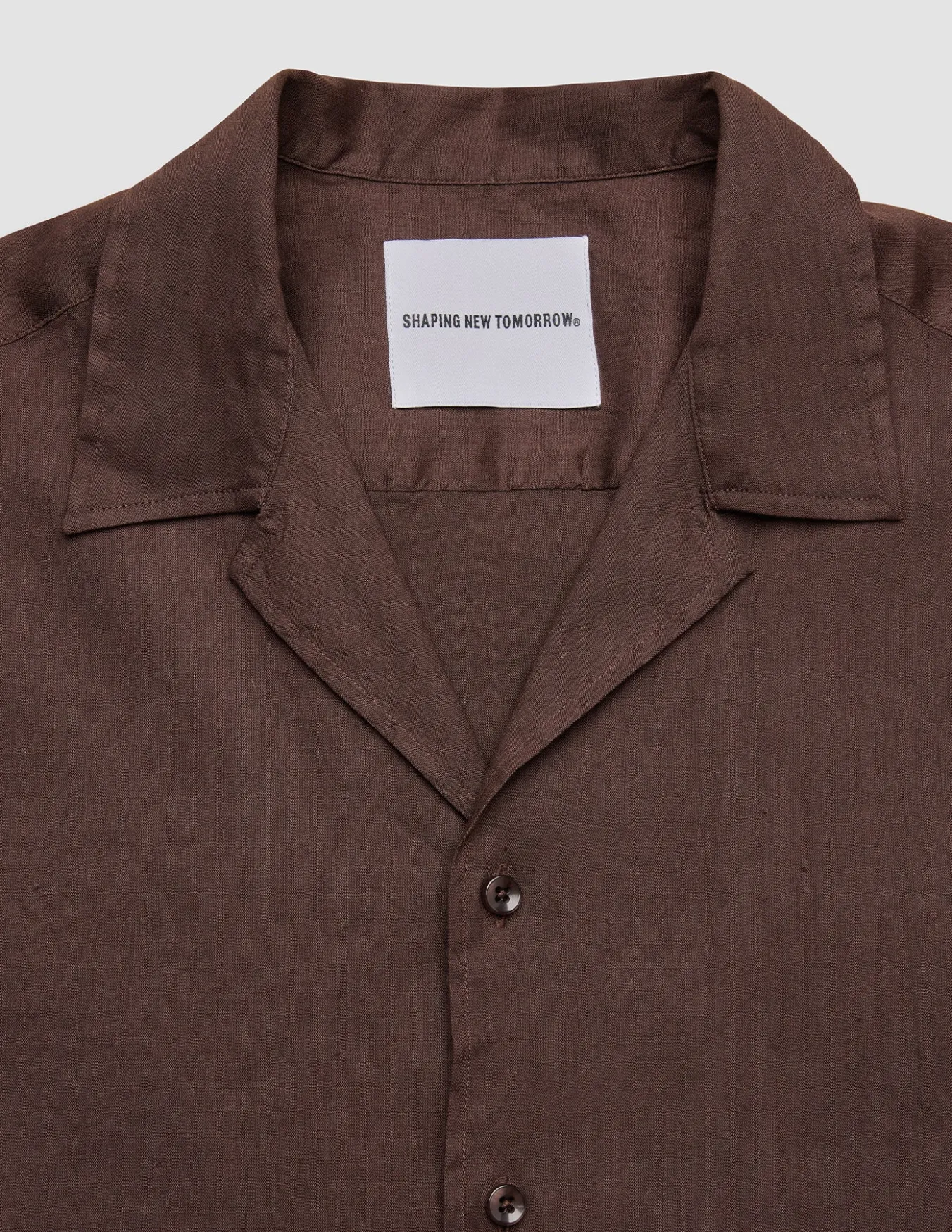 Refined Linen Bowling Short Sleeve Shirt Dark Brown