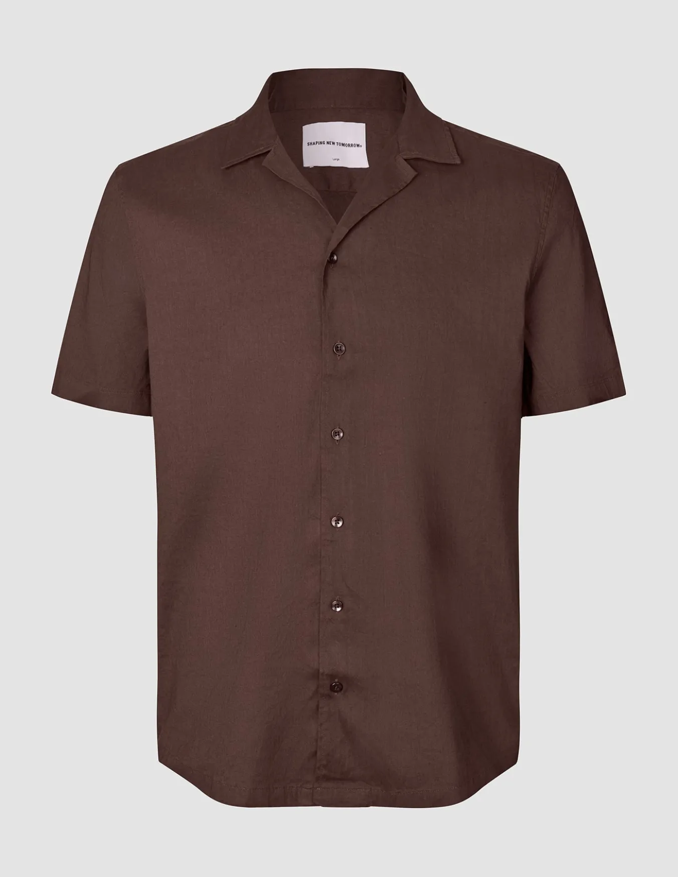Refined Linen Bowling Short Sleeve Shirt Dark Brown