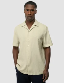 Refined Linen Bowling Short Sleeve Shirt Soft Sand