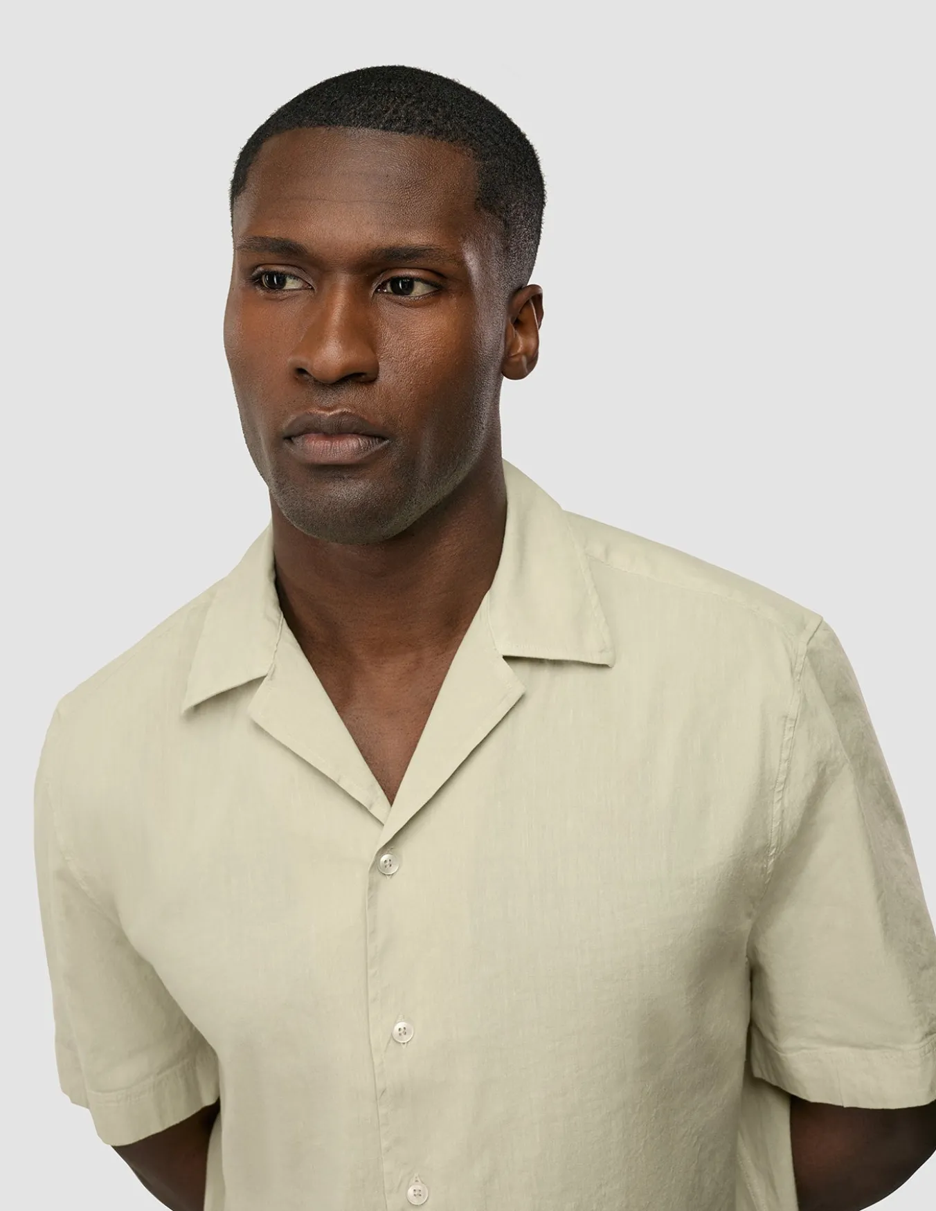 Refined Linen Bowling Short Sleeve Shirt Soft Sand