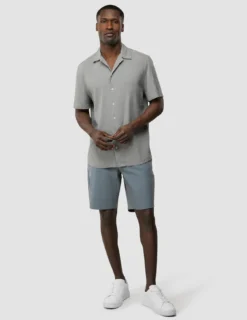Refined Linen Bowling Short Sleeve Shirt Stone Grey